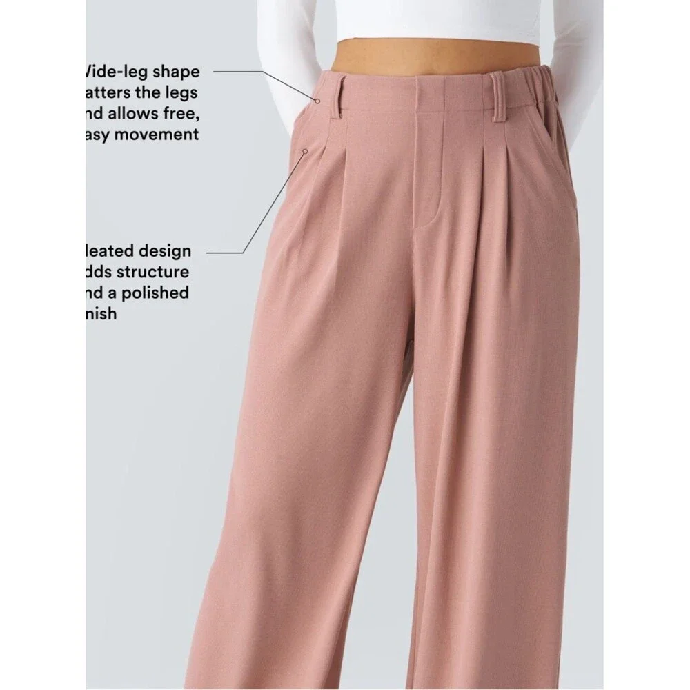 HALARA Dusty Rose Wide-Leg Pleated Pants - Picture 5 of 7